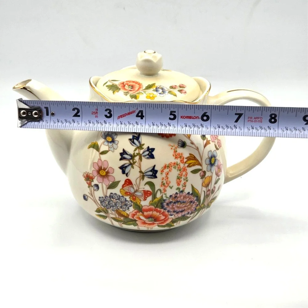 Vintage Robinson Design Group Floral Teapot with Gold Trim‎ Made In Japan 1989